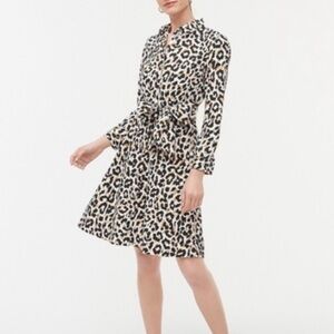 J. Crew Factory Women’s Size8 Leopard Tie Waist Button Down Shirt Midi Dress NWT